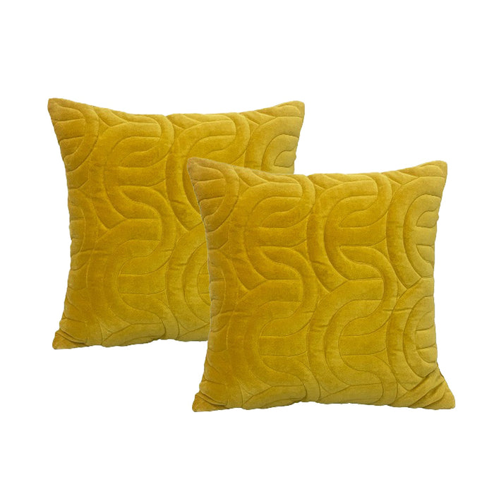 Roma Cotton Velvet Embroidered Cushions Gold 50 x 50 Cms Twin Pack