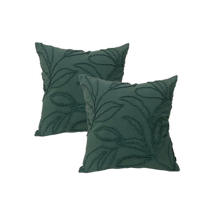 Riviera Cotton Embroidered Cushions Teal 50 x 50 Cms Twin Pack