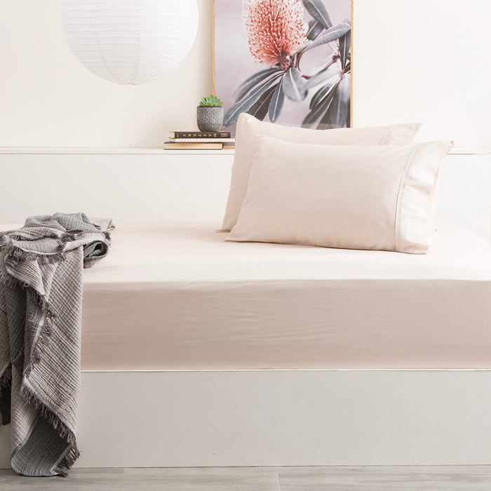 Bamboo Cotton Fitted Sheet & pillowcase Set Dove - No Flat Sheet