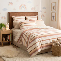 William Stripe Textured Cotton Slub Reversible Quilt Cover Set