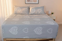 Damask Heart Pure Cotton Fitted Sheet Combo