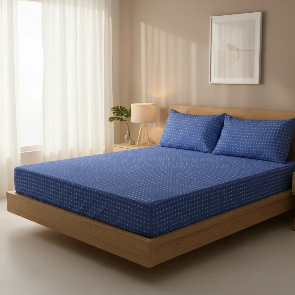 Dot Matrix Pure Cotton Fitted Sheet Combo