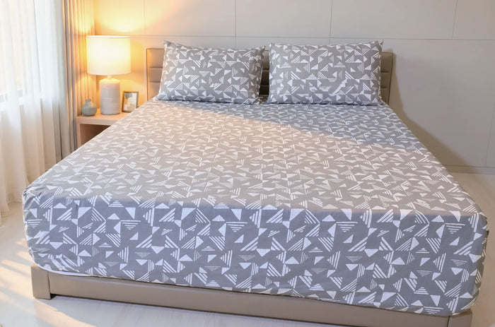 GeoAbstract Pure Cotton Fitted Sheet Combo