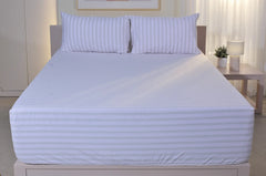 Lilac Stripe Pure Cotton Fitted Sheet Combo
