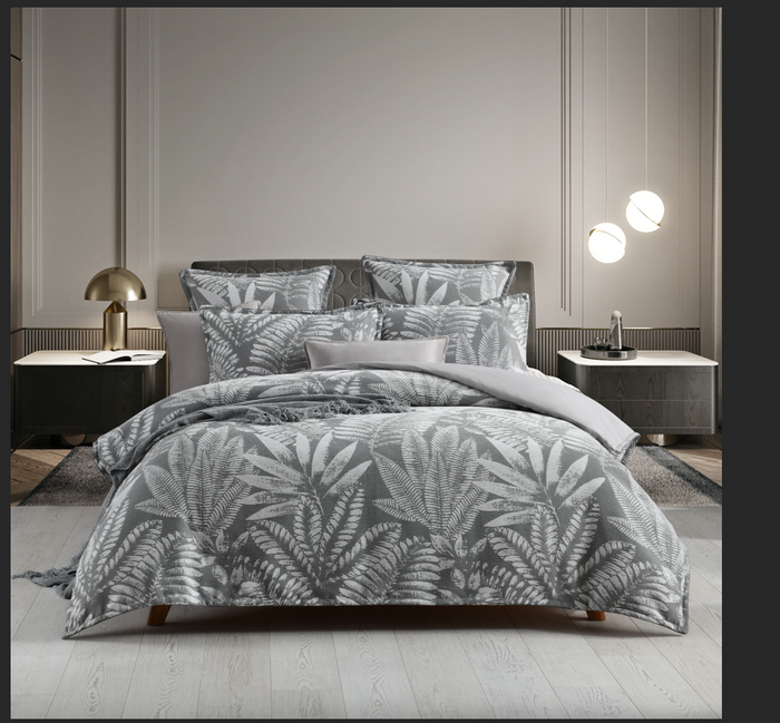 Raven Jacquard Quilt cover set Charcoal