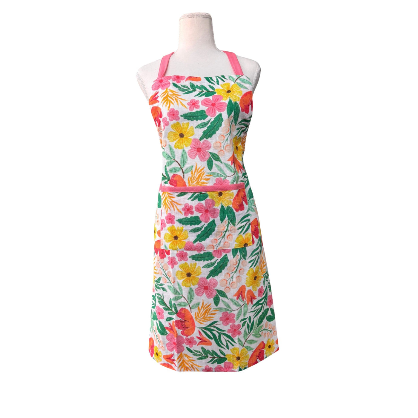 Fleur Darling Apron 83x68x0.05cm Pink & Yellow Floral Multi