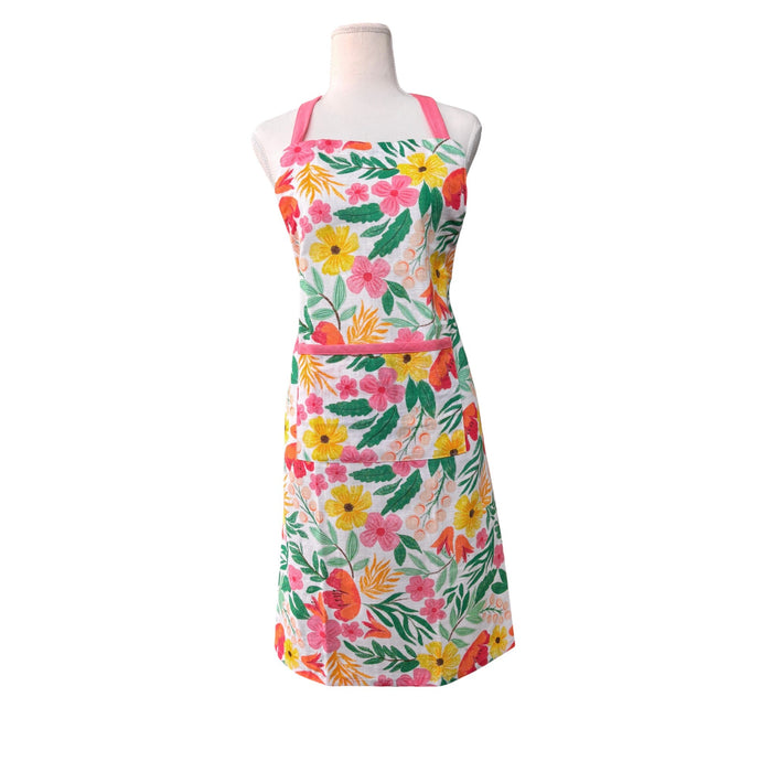 Fleur Darling Apron 83x68x0.05cm Pink & Yellow Floral Multi