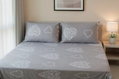 Damask Heart Pure Cotton Fitted Sheet Combo