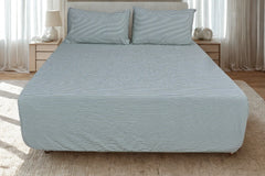 Green Fine Stripe Pure Cotton Fitted Sheet Combo