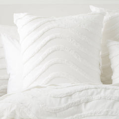 Wave Quilt Cover Tufted Cotton Chenille Set White