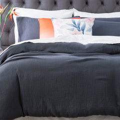 Solana Washed Cotton Textured Quilt set  Blue