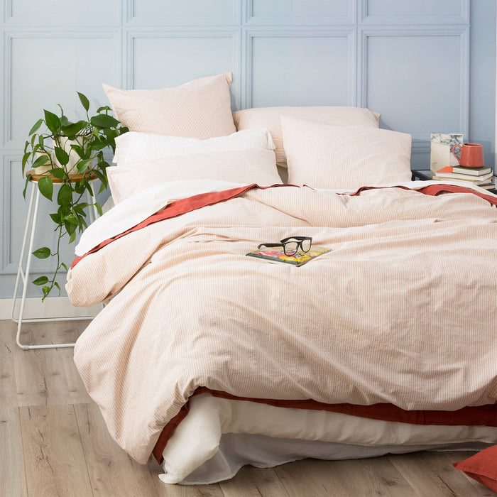 Portifino vintage cotton quilt cover Set Clay