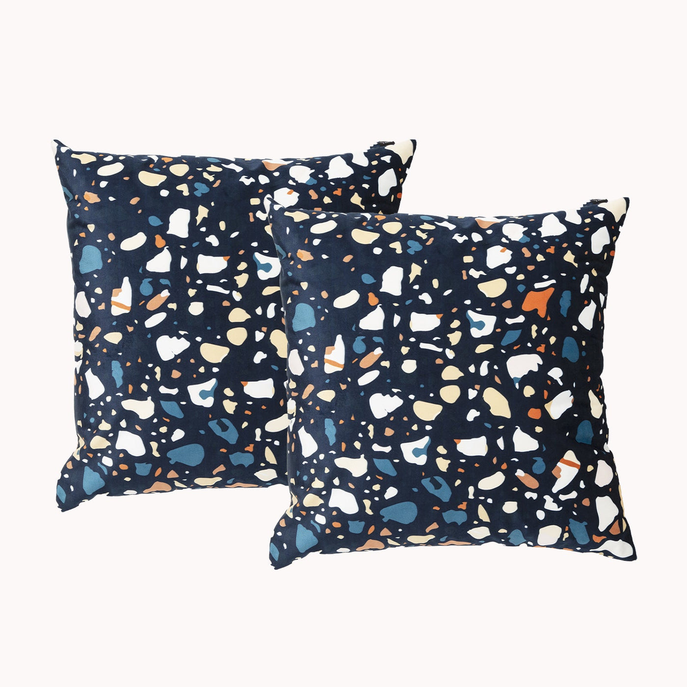Twin Pack Velvet Cushion Filled 50 x 50 Cms Terazzo