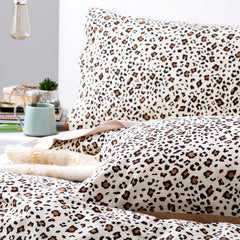 Kids Snow Leopard Flannelette Quilt Cover set