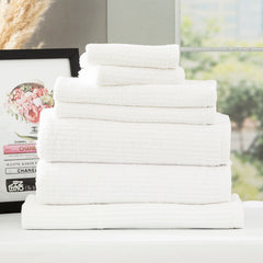 Cobblestone Ribbed Bath Towel Sets White
