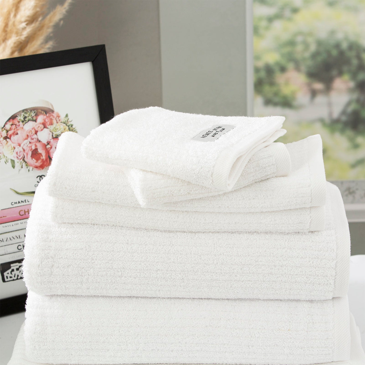 Cobblestone Ribbed Towels White