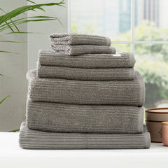 Cobblestone Ribbed Bath Towel Sets Platinum