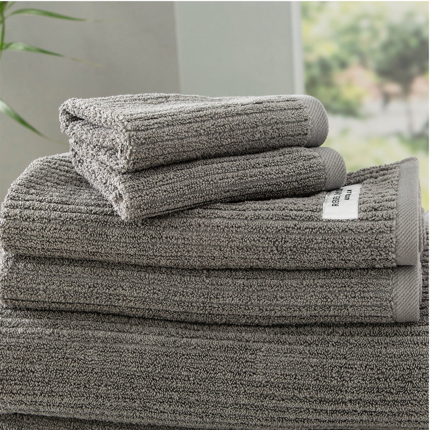 Cobblestone Ribbed Towels Platinum