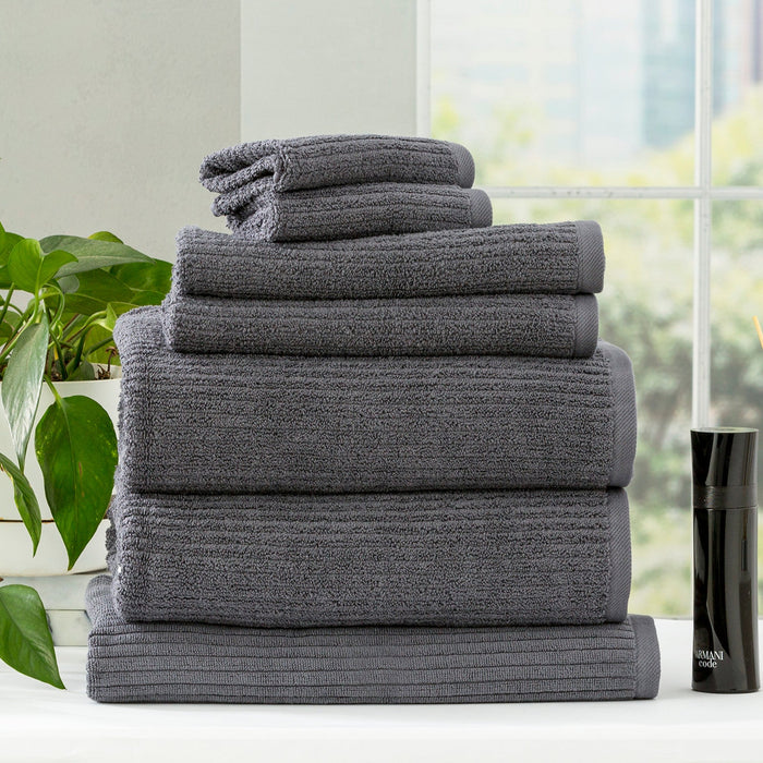 Cobblestone Ribbed Bath Towel Sets Granite