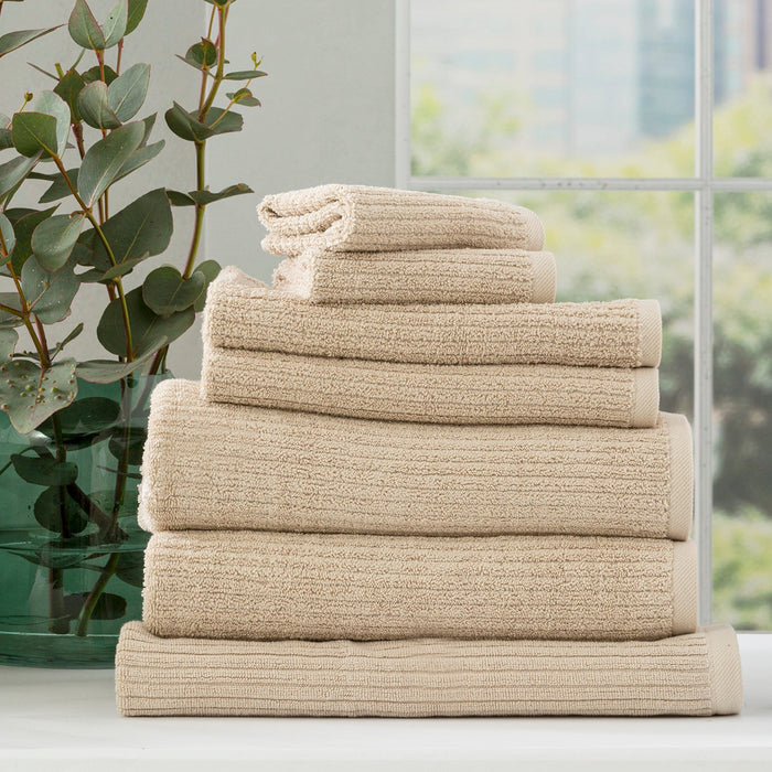 Cobblestone Ribbed Bath Towel Sets  Stone