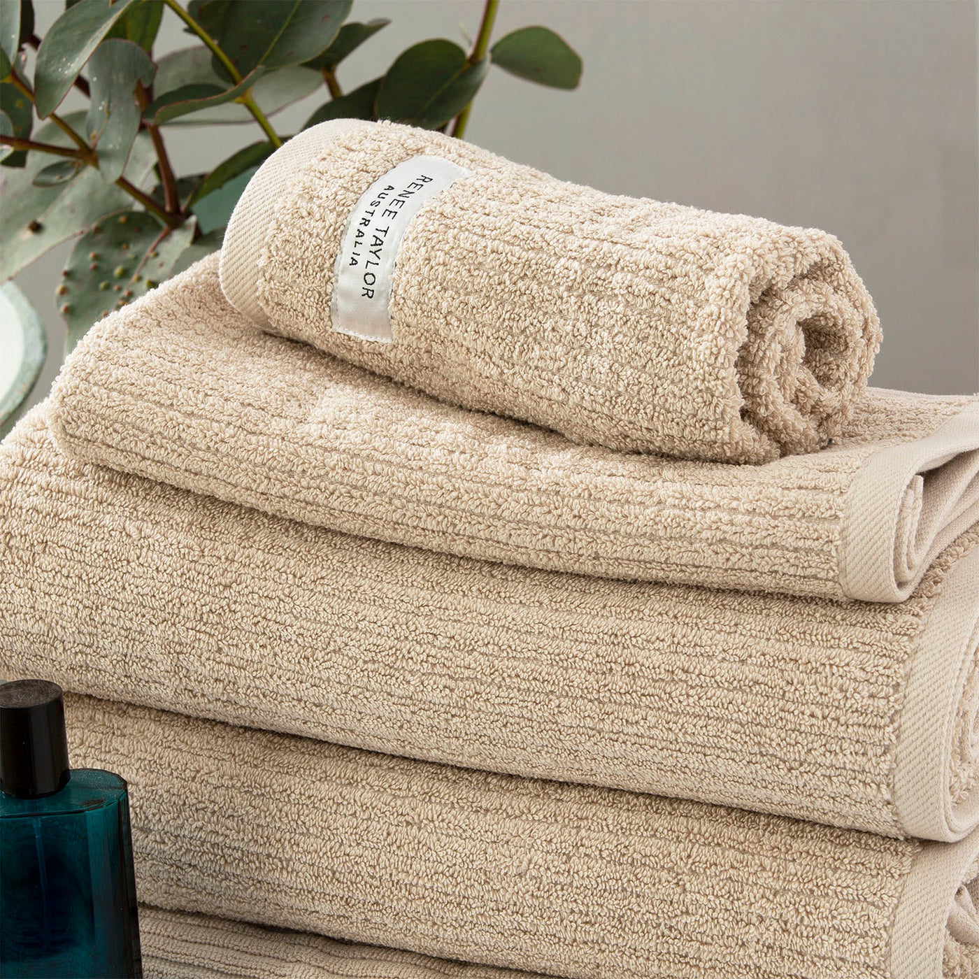 Cobblestone Ribbed Towels Stone