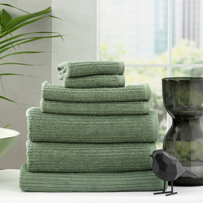 Cobblestone Ribbed Bath Towel Sets Sage