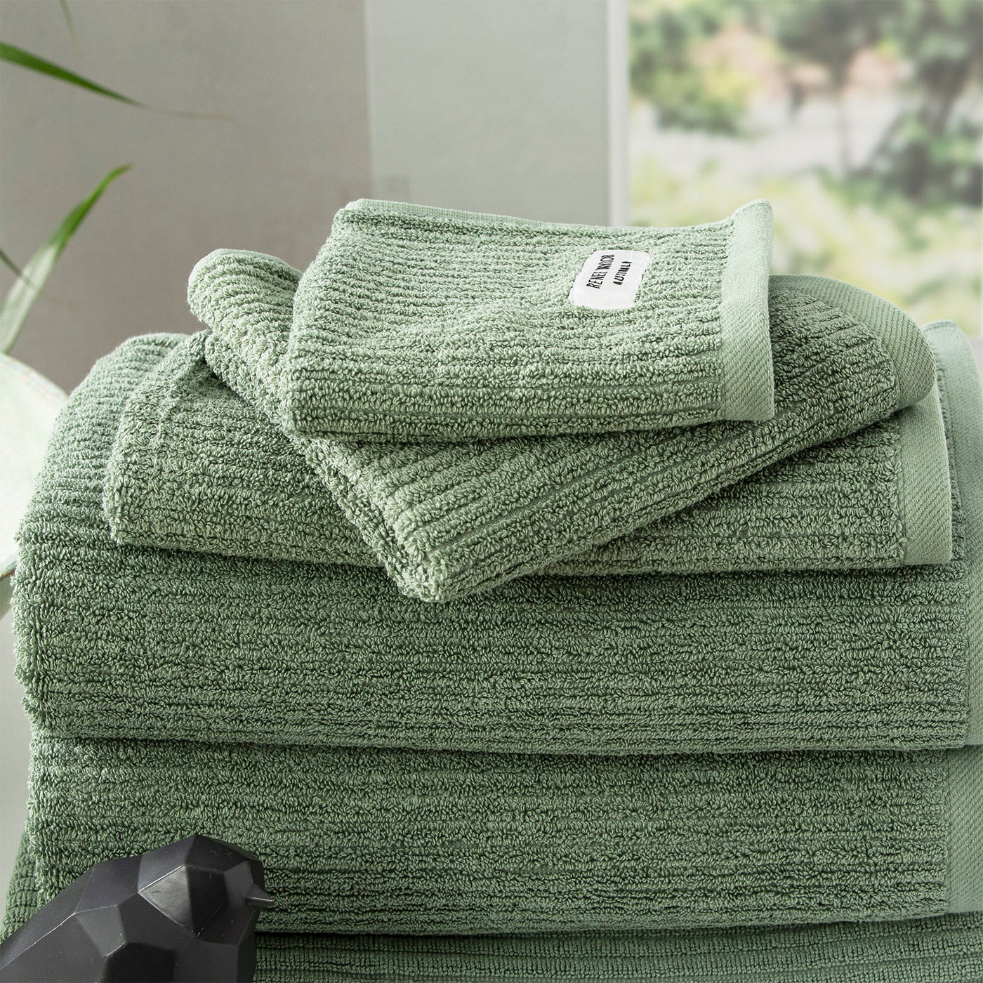 Cobblestone Ribbed Towels Sage