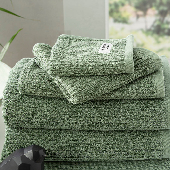 Cobblestone Ribbed Towels Sage