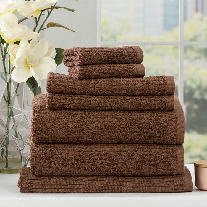 Cobblestone Ribbed Bath Towel Sets Toffee