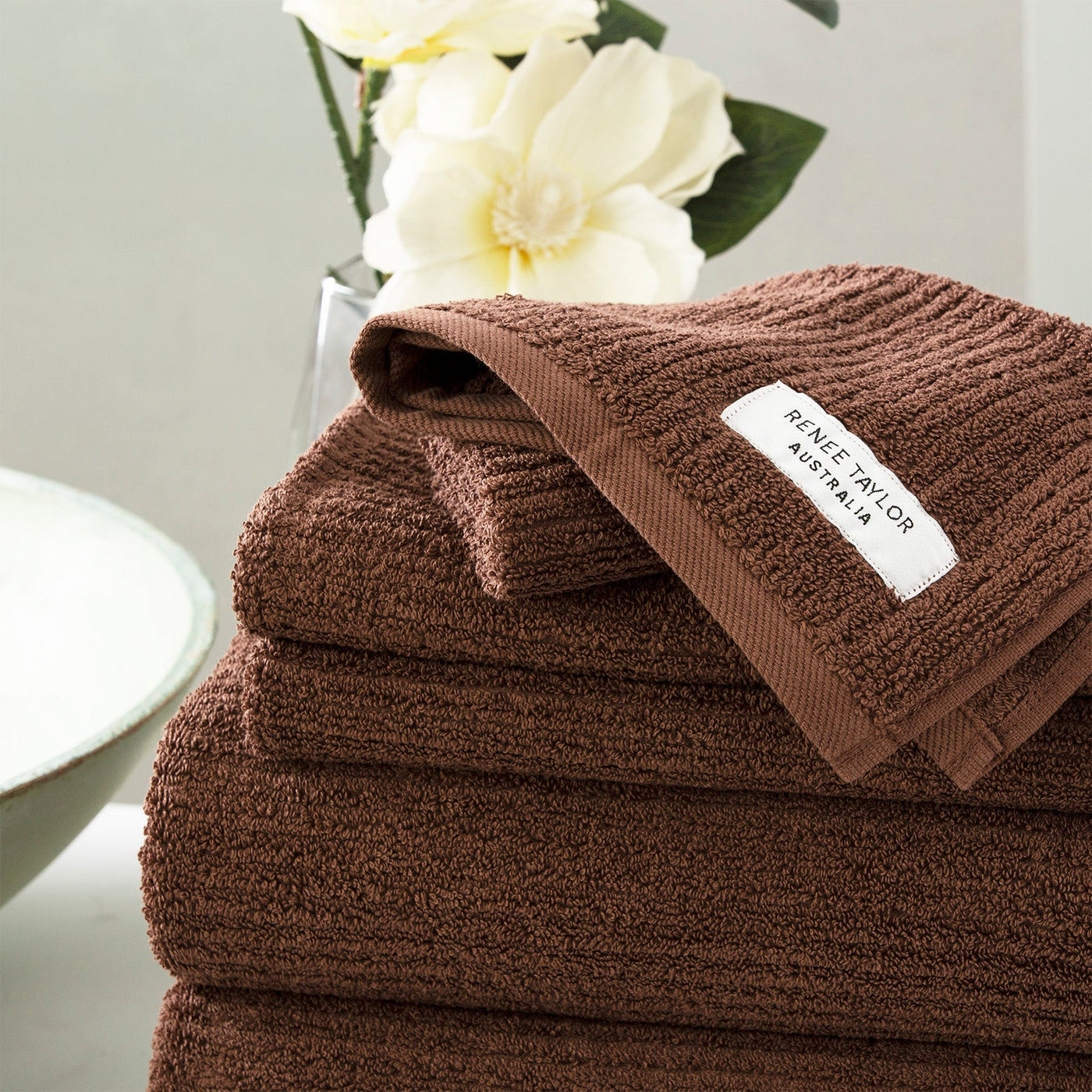 Cobblestone Ribbed Towels Toffee