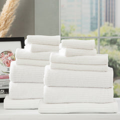 Cobblestone Ribbed Bath Towel Sets White