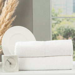 Cobblestone Ribbed Bath Towel Sets White