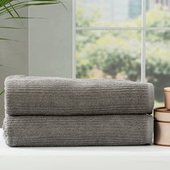 Cobblestone Ribbed Bath Towel Sets Platinum
