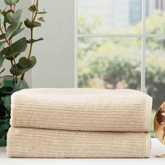 Cobblestone Ribbed Bath Towel Sets  Stone