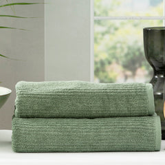 Cobblestone Ribbed Bath Towel Sets Sage
