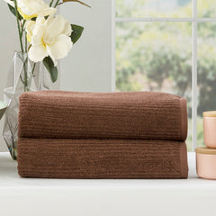 Cobblestone Ribbed Bath Towel Sets Toffee