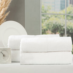 Cobblestone Ribbed Bath Towel Sets White