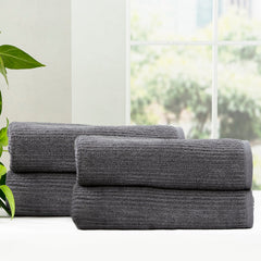 Cobblestone Ribbed Bath Towel Sets Granite