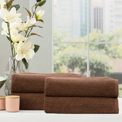 Cobblestone Ribbed Bath Towel Sets Toffee