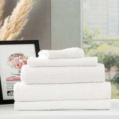 Cobblestone Ribbed Bath Towel Sets White