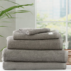 Cobblestone Ribbed Bath Towel Sets Platinum