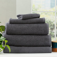 Cobblestone Ribbed Bath Towel Sets Granite