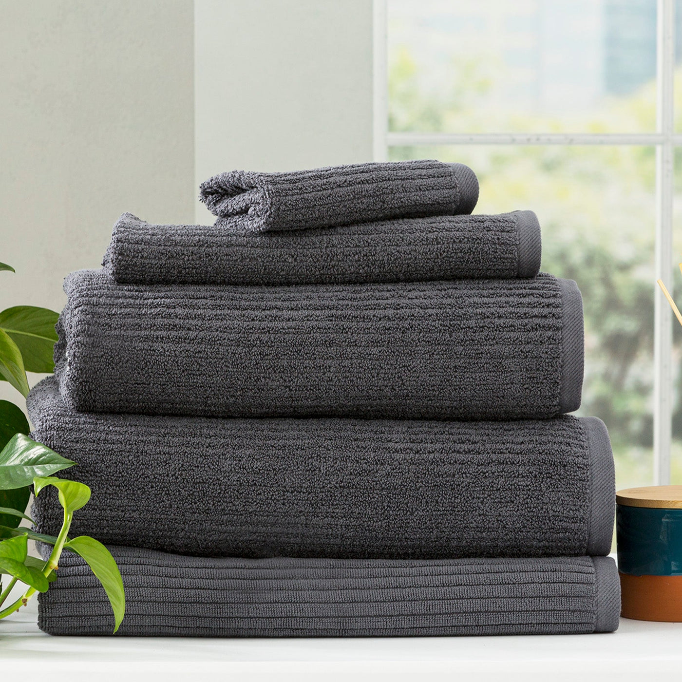 Cobblestone Ribbed Towels Granite