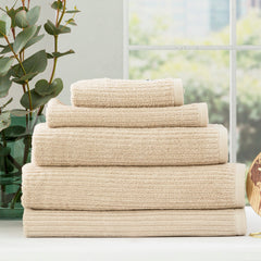 Cobblestone Ribbed Bath Towel Sets  Stone