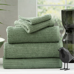 Cobblestone Ribbed Bath Towel Sets Sage