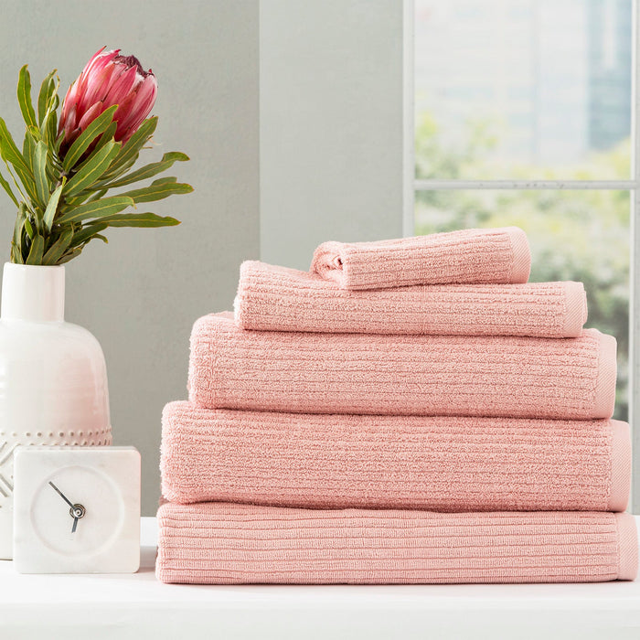Cobblestone Ribbed Towels Blush