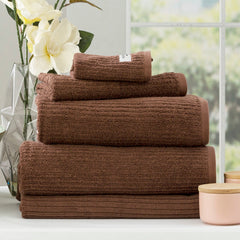 Cobblestone Ribbed Bath Towel Sets Toffee
