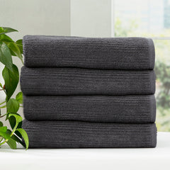 Cobblestone Ribbed Bath Towel Sets Granite