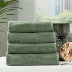Cobblestone Ribbed Bath Towel Sets Sage