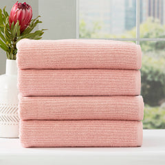 Cobblestone Ribbed Bath Towel Sets Blush